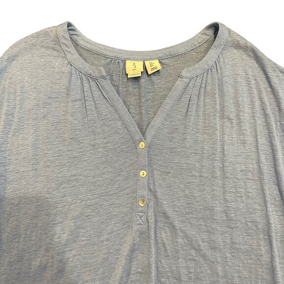 Joie Womens light blue linen jersey top quarter button down size large - Picture 2 of 4